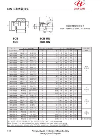 Raccords de tubs mètrics adaptadors de calibre BSP